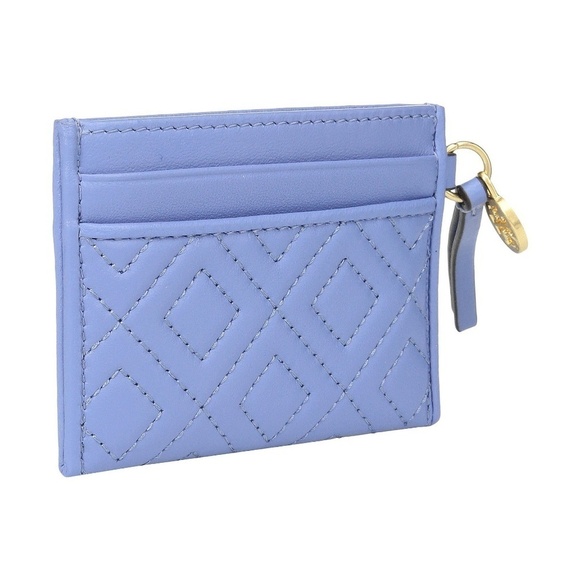 Tory Burch Larkspur Blue Leather Fleming Card Case - Picture 2 of 5